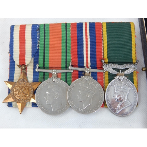 599 - Set of WWII Medals Awarded to: LT A.E PADLEY-SMITH R.A.O.C with Miniatures together with two unrelat... 