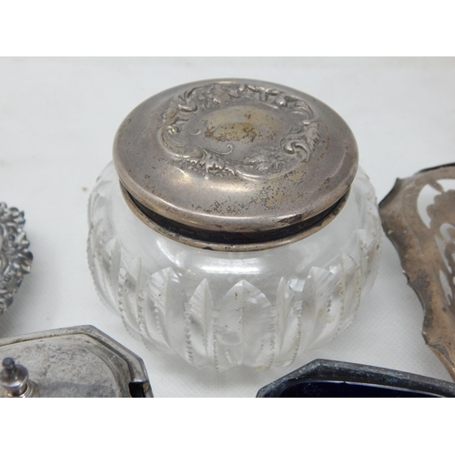 138 - A Small Group of Hallmarked Silver & Silver Mounted Items: Various Dates & Makers: Weighable Silver ... 