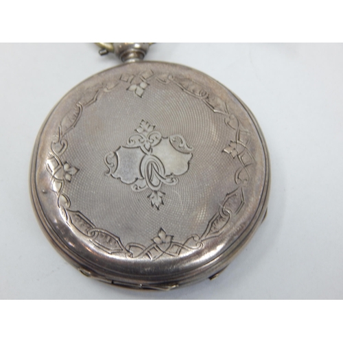 144 - Late 19th Century 800 Standard Silver Pocket Watch with Chain & Key