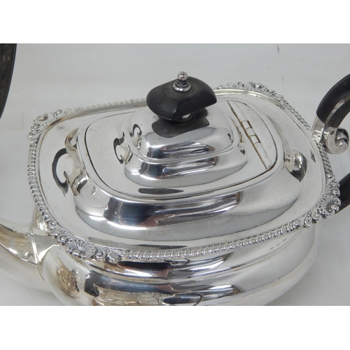 147 - A Good Quality Silver Plated Four Piece Tea Set with Gadrooned Rims: Comprising Teapot, Hot Water Po... 