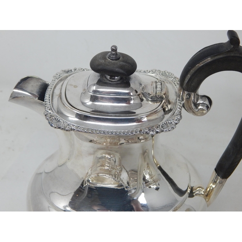 147 - A Good Quality Silver Plated Four Piece Tea Set with Gadrooned Rims: Comprising Teapot, Hot Water Po... 