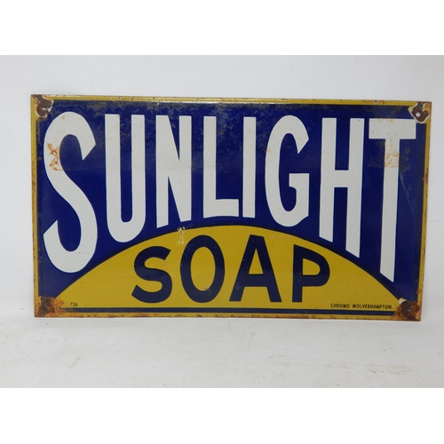 88 - Sunlight Soap Steel & Enamel Sign by Chromo Wolverhampton: Measuring 48cm x 27cm