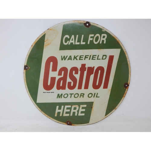 89 - Castrol Motor Oil Steel & Enamel Sign: Measuring 40.5cm diameter