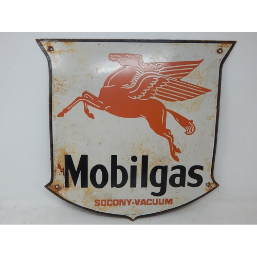 90 - Mobilgas Steel & Enamel Sign: Measuring 43cm x 41.5cm