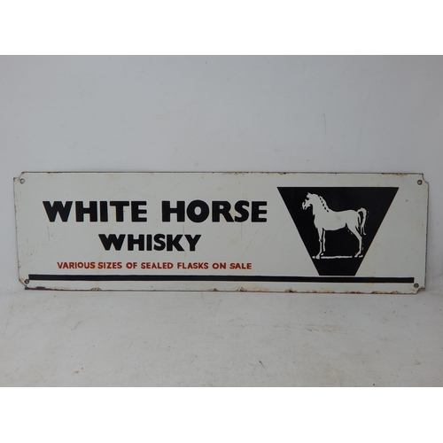 94 - White Horse Whisky Steel & Enamel Sign: Measuring 61cm x 17.8cm