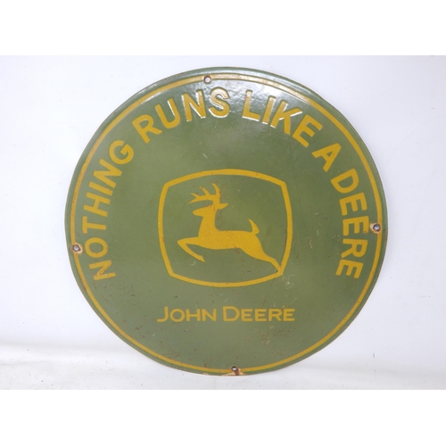 83 - John Deere Steel & Enamel Sign: Measuring 38.2cm diameter