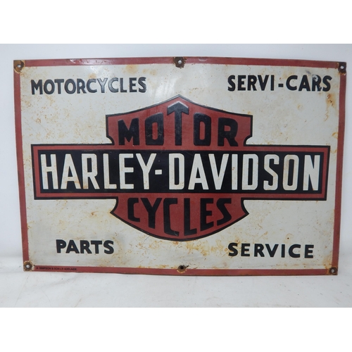 85 - Harley Davidson Motor Cycles Steel & Enamel Sign: Measuring 58.5cm x 38.5cm