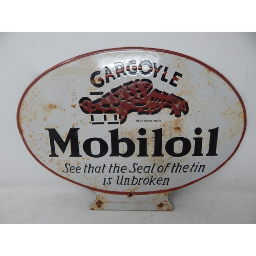 69 - Mobiloil Steel & Enamel Sign: Measuring 39.5cm x 29cm