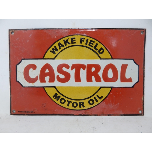 73 - Castrol Motor Oil Steel & Enamel Sign: Measuring 28cm x 18cm