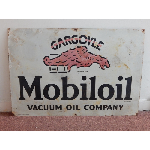 60 - Mobiloil Steel & Enamel Sign: Measuring 71cm x 48.5cm