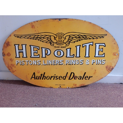 62 - Hepolite Pistons, Liners, Rings & Pins Steel & Enamel Sign: Measuring 76cm x 46cm