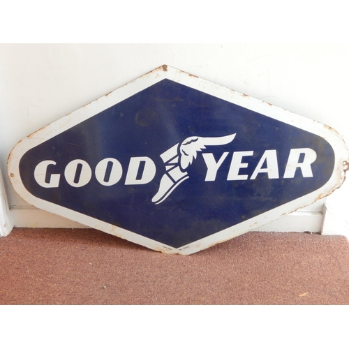 63 - Goodyear Steel & Enamel Sign: Measuring 91cm x 52cm