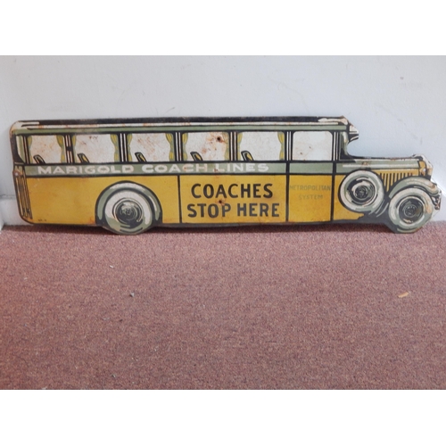 64 - Marigold Coach Lines Steel & Enamel Sign: Measuring 90cm x 25cm