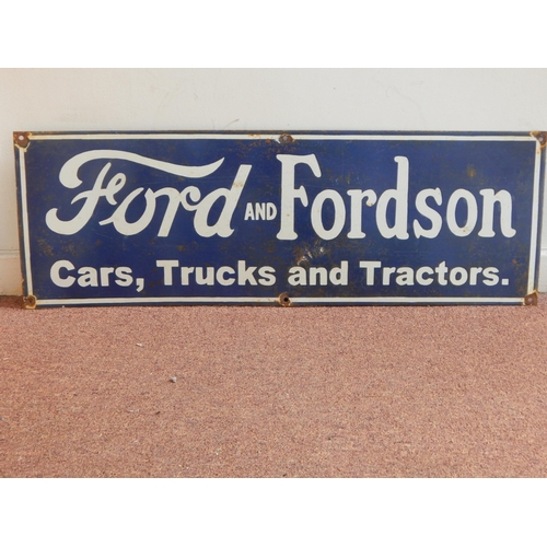 65 - Ford And Fordson Steel & Enamel Sign: Measuring 76cm x 25.5cm