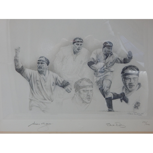 646 - Set of Four Signed Limited Edition Rugby Prints, Each Signed by Player & Artist: Framed & Glazed Mea... 