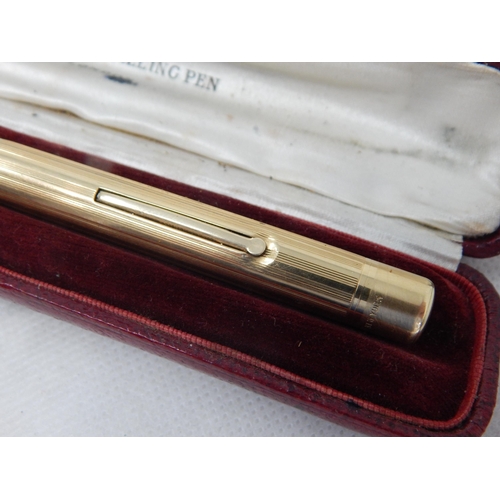 546 - Vintage Swan, Mabie Todd & Co, New York, Yellow Metal Fountain Pen in Original Fitted Case