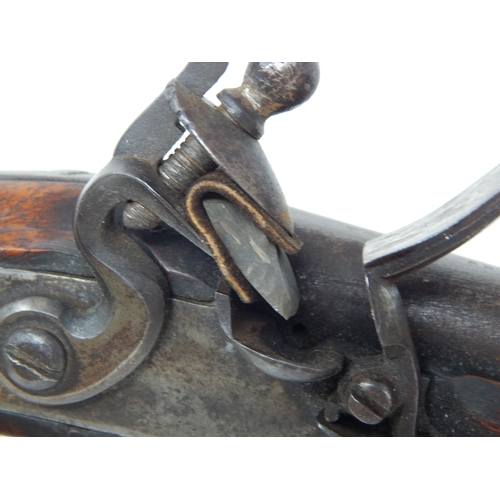 619 - Early C19th Century Flintlock Holster Pistol with round steel barrel stamped 