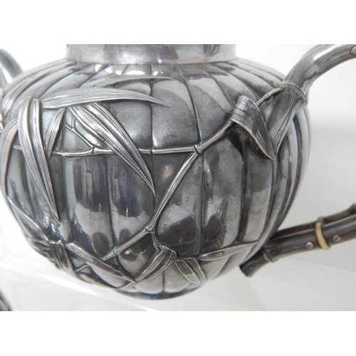 703 - Japanese Silver Tea Set by Arthur & Bond, Yokohama, Comprising Teapot, Milk Jug, Lidded Sugar Bowl, ... 