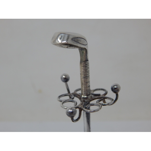 708 - Edwardian Novelty Silver Hatpin Stand Formed as a Golf Club: Hallmarked Birmingham 1907 by Adie & Lo... 