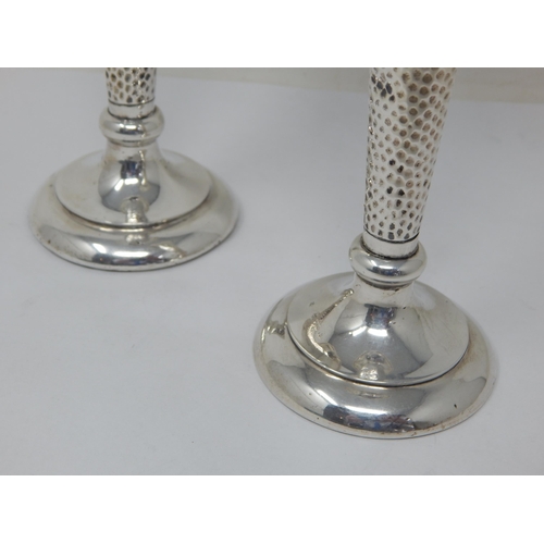 711 - A Pair of Edwardian Silver Trumpet Vase with Loaded Bases: Hallmarked Birmingham 1908 (rubbed): Heig... 