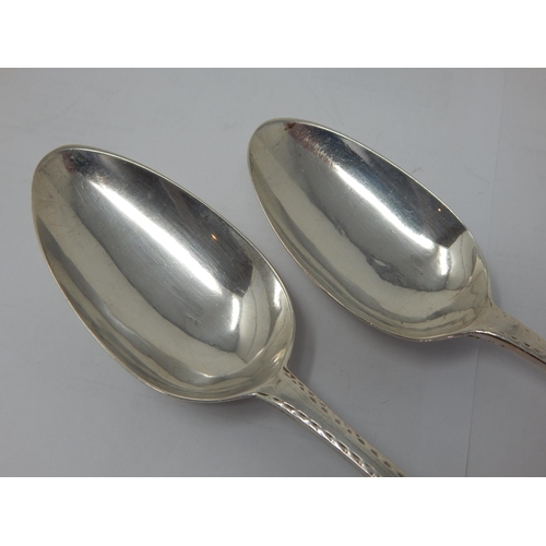 720 - A Similar Pair of 18th Century Irish Pointed Terminal Silver Serving Spoons with Crest of Bird & Bri... 