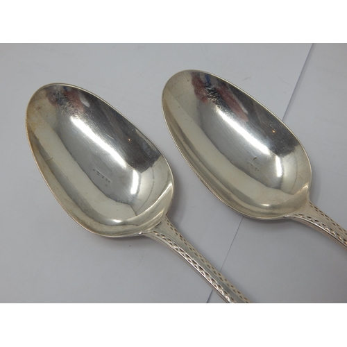 721 - A Similar Pair of 18th Century Irish Pointed Terminal Silver Serving Spoons with Crest of Bird & Bri... 