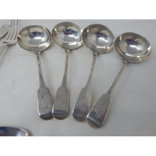 722 - Victorian Irish Silver Part Canteen Comprising 12 x Dinner Forks (20cm) 7 x Tablespoons (22.5cm) 5 x... 