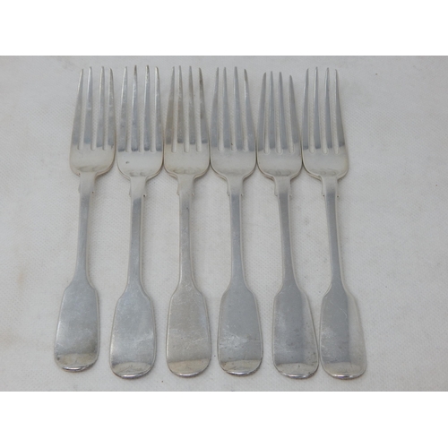 727 - Set of 6 Victorian Silver Dessert Forks Hallmarked London 1848 by Charles Boyton: Length 17cm: Weigh... 