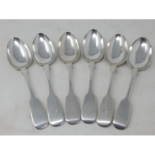 728 - Set of 6 Victorian Silver Dessert Spoons Hallmarked Exeter 1850 by Josiah Gregory: Length 18cm: Weig... 