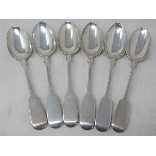 729 - Set of 6 Victorian Silver Dessert Spoons Hallmarked London 1864 by William Smily: Length 18cm: Weigh... 