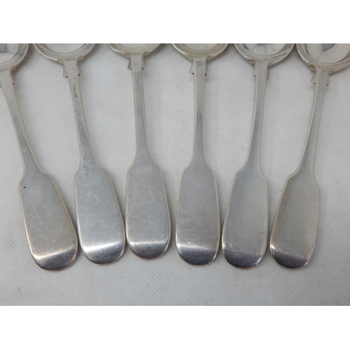 729 - Set of 6 Victorian Silver Dessert Spoons Hallmarked London 1864 by William Smily: Length 18cm: Weigh... 