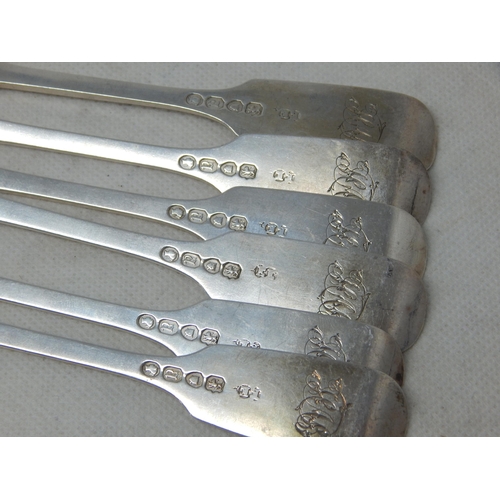 730 - Set of 6 Victorian Silver Dessert Forks Hallmarked London 1856: Length 17.5cm: Weight 222g