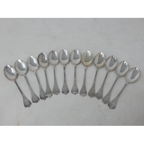 731 - Set of 12 Silver Coffee Spoons with Trefid Terminals: Hallmarked Sheffield 194 by Henry Wilkinson: L... 