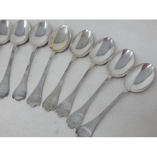 731 - Set of 12 Silver Coffee Spoons with Trefid Terminals: Hallmarked Sheffield 194 by Henry Wilkinson: L... 