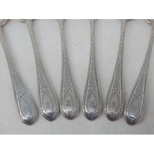 732 - Victorian Set of 6 Silver Teaspoons Hallmarked London 1883 by George Maudsley Jackson: Length 12.5cm... 