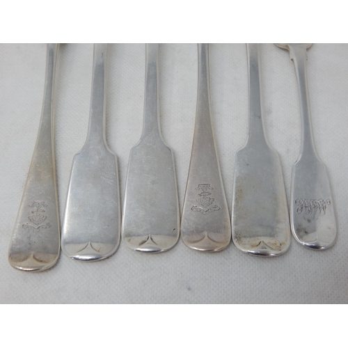 735 - 5 x George III & Later Silver Dinner Forks together with a Silver Dessert Fork: Various Dates & Make... 