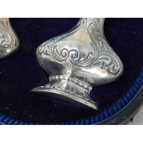 739 - A Pair of Edwardian Silver Pepperettes Hallmarked Birmingham 1907 in Original Fitted Case.