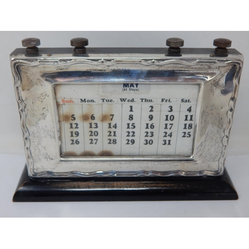 743 - Large Silver Fronted Desk Calendar Hallmarked Birmingham 1934 by W.J Myatt & Co: Measuring 21.5cm wi... 