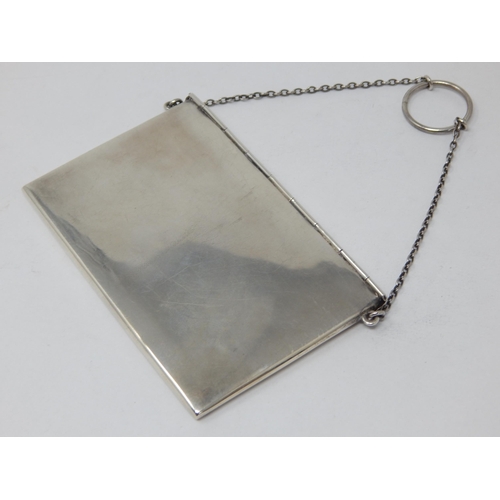 752 - Silver Envelope Card Case with Ring Chain Strap: Hallmarked Birmingham 1913 by Adie & Lovekin: Measu... 