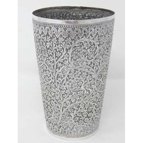 756 - 19th Century Indian Kutch Silver Beaker: Height 12.5cm: Weight 160g