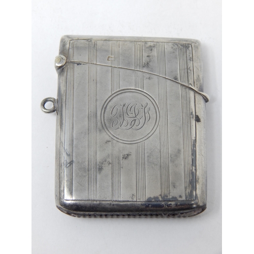 759 - Silver Vesta Case with Engine Turned decoration: Hallmarked Birmingham 1911 by Cohen & Charles