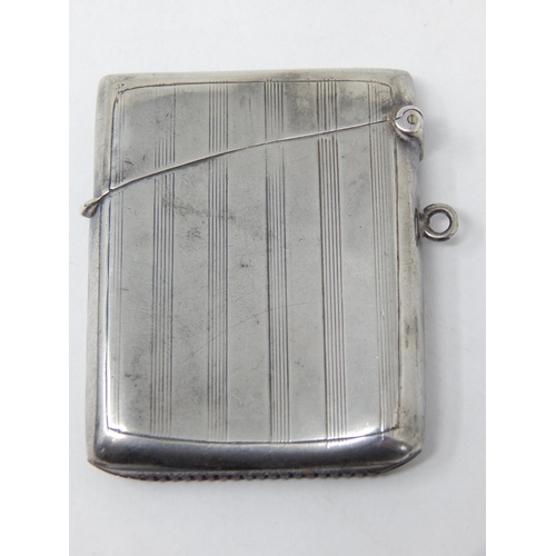 759 - Silver Vesta Case with Engine Turned decoration: Hallmarked Birmingham 1911 by Cohen & Charles