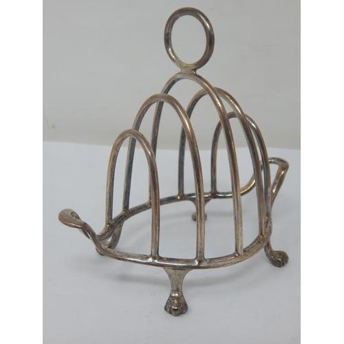 760 - Silver Four Slice Toast Rack: Hallmarked Sheffield 1936 by Walker & Hall: Length 11.5cm: Weight 88g