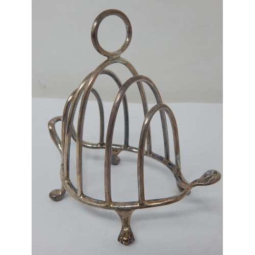 760 - Silver Four Slice Toast Rack: Hallmarked Sheffield 1936 by Walker & Hall: Length 11.5cm: Weight 88g