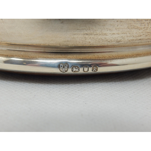 780 - Silver Bottle Coaster with Turned Wooden Base Hallmarked London 1965 by D.J Silver: 13.5cm diameter