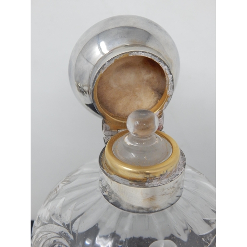 782 - A Good Silver Topped Cut Glass Perfume Bottle with Original Stopper: Hallmarked London 1922 by C.D: ... 