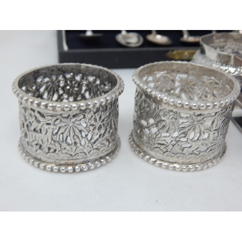 785 - A Group of Continental Silver Including a Pair of Indian Silver Napkin Rings, Spoons etc