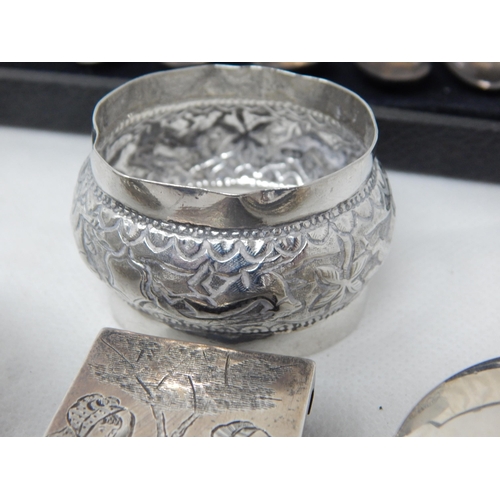 785 - A Group of Continental Silver Including a Pair of Indian Silver Napkin Rings, Spoons etc