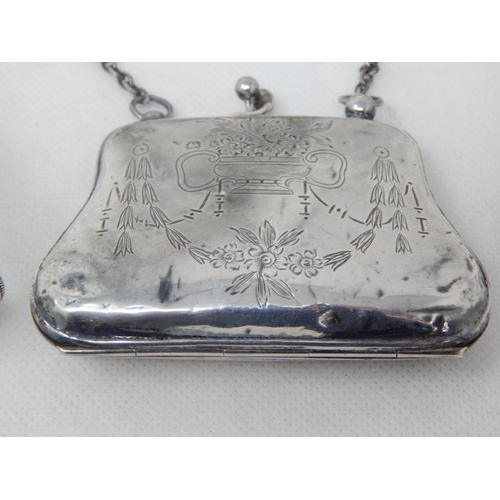 786 - A Group of Hallmarked Silver Including a Purse, Pin Dishes, Sugar Tongs & Silver Bladed fruit Knife:... 