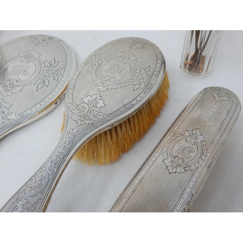 789 - An Edwardian Silver Six Piece Dressing Table Set Comprising, a Good Mirror, Hair Brush, Clothes Brus... 